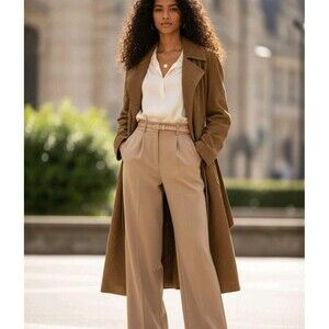 Cherry London Nubuck Leather Vintage Trench Coat Womens Mocha Brown Old Money